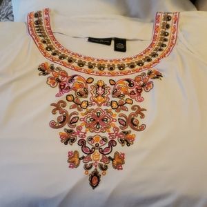 Cami with embroidered detail at neck